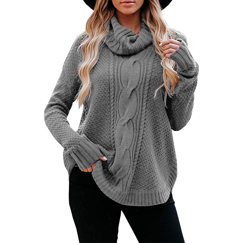 High collar women's sweater autumn winter sweater