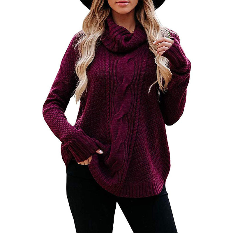 High collar women's sweater autumn winter sweater