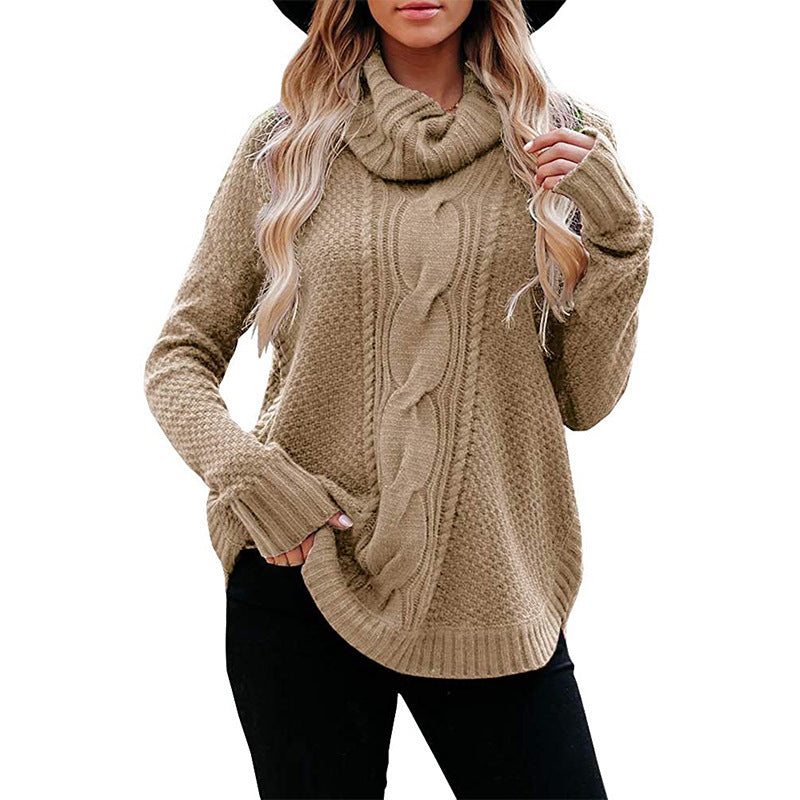 High collar women's sweater autumn winter sweater