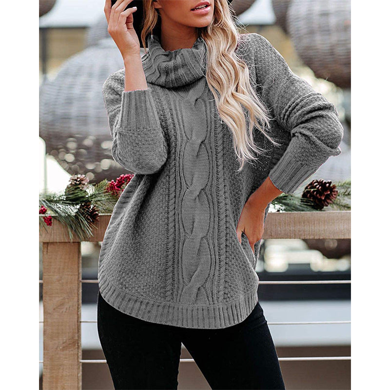 High collar women's sweater autumn winter sweater