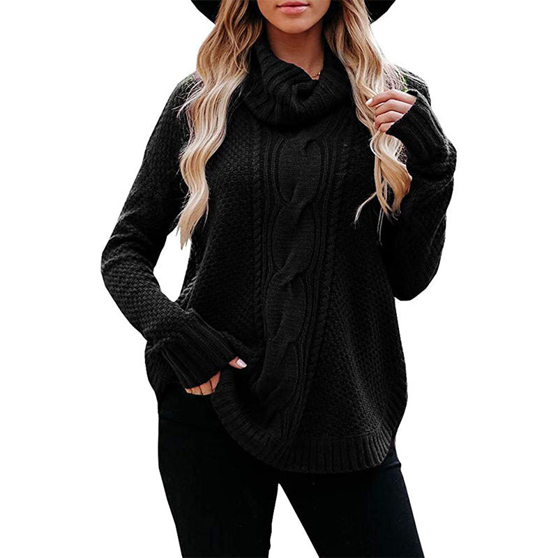 High collar women's sweater autumn winter sweater